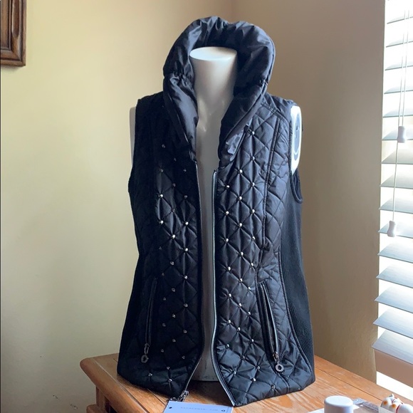Andrew Marc Jackets & Blazers - Puffy vest with silver stud detail and high collar